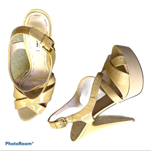 Miu Miu patent leather platform heels tan 39 - Picture 7 of 15
